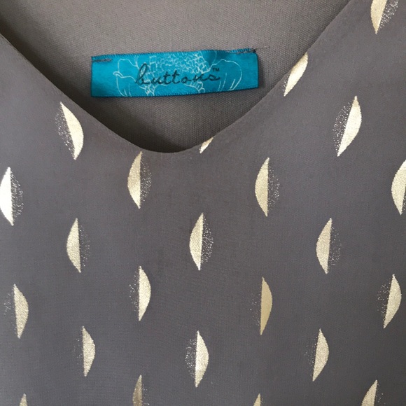 Gray & Metallic Gold Dress, Size Small - Picture 2 of 6